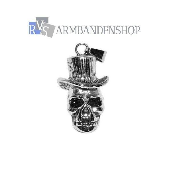 Rvs zilver skull hanger bikers doodskop doodshoofd biker, Sieraden, Tassen en Uiterlijk, Kettinghangers, Overige materialen, Overige voorstellingen