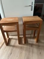 Teak houten bijzet tafels / side table hoog model, Ophalen, Gebruikt, 75 cm of meer, Rechthoekig