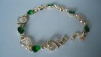 Nieuw Goud verguld armband helder en groene steentjes, Overige materialen, Met strass, Nieuw, Ophalen of Verzenden