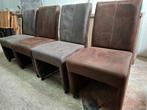 4 verrijdbare eetkamerstoelen van leer, 2 kleuren, Ophalen, Bruin, Nieuw, Leer
