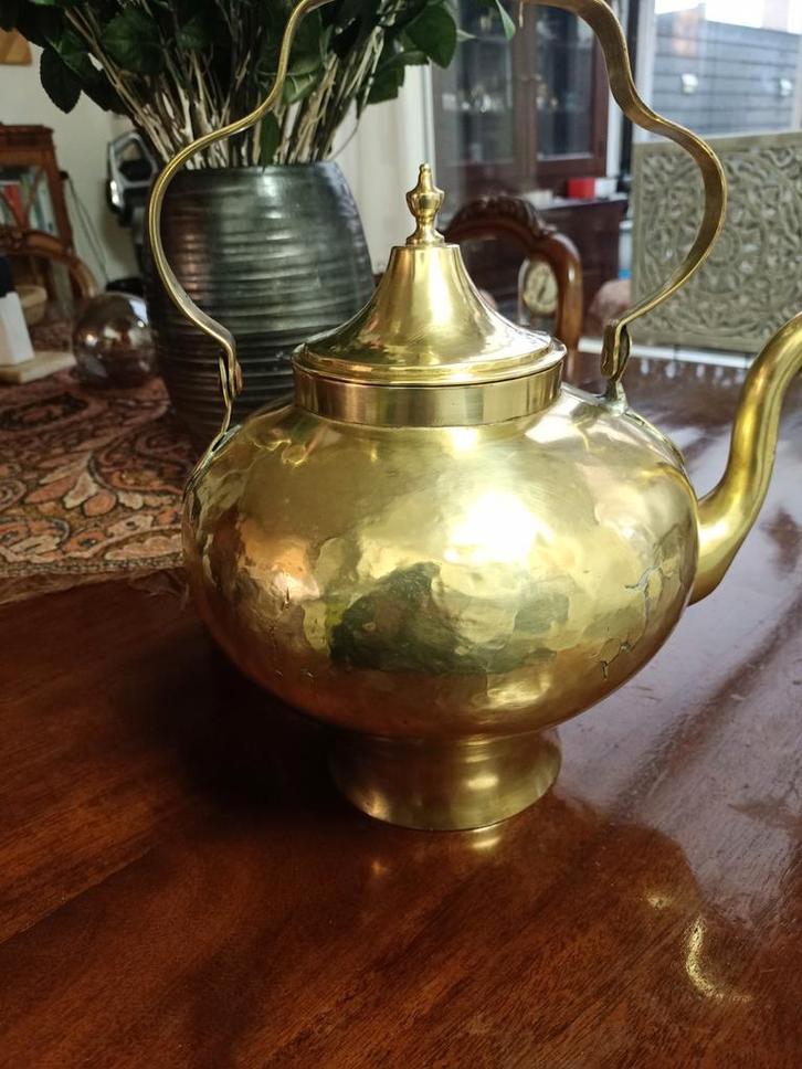 Antieke messing peerketel met ketellapper sporen, Antiek en Kunst, Antiek | Koper en Brons, Koper, Ophalen of Verzenden