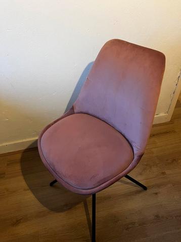 Suede velvet oud roze stoel, bureaustoel of eetkamerstoel