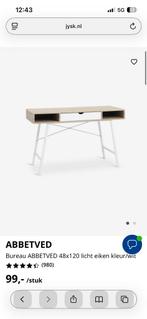 Bureau licht eiken - Jysk Abbetved, Huis en Inrichting, Bureaus, Ophalen of Verzenden, Zo goed als nieuw, Bureau