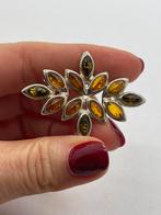 A845 Prachtige zilveren barnstenen broche, Sieraden, Tassen en Uiterlijk, Broches, 4 tot 7 cm, Ophalen of Verzenden, X, Met edelsteen