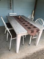 Houten tafel whitewash 160x90, Ophalen, Gebruikt, 50 tot 100 cm, Metaal