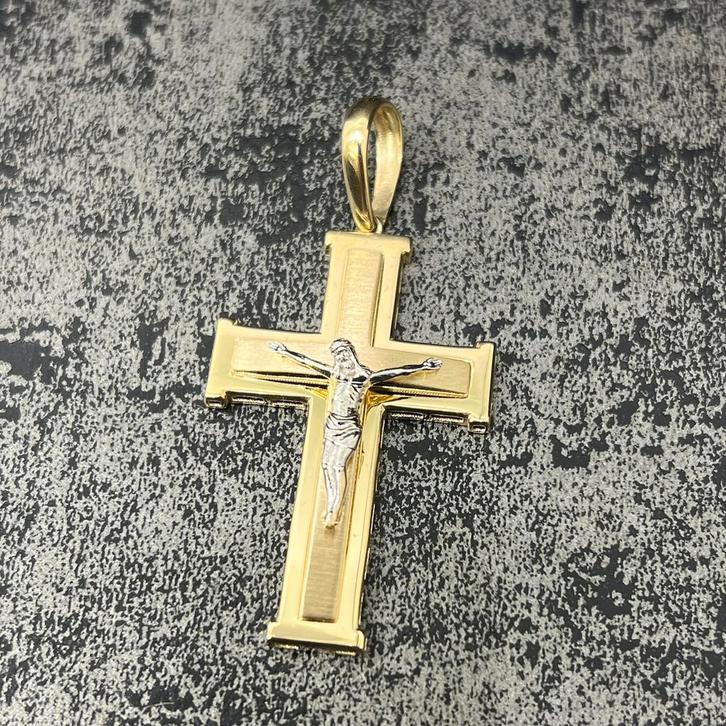 14k gouden kruis hanger nieuw italy, Sieraden, Tassen en Uiterlijk, Kettinghangers, Zo goed als nieuw, Goud, Kruis of Symbool