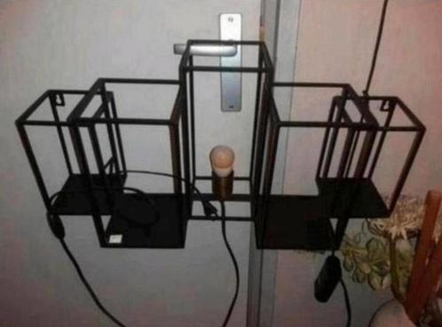 Zwarte gietijzeren industriële wandlamp., Huis en Inrichting, Lampen | Wandlampen, Zo goed als nieuw, Ophalen of Verzenden