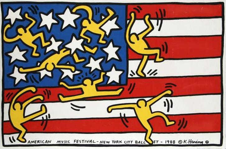 Keith Haring (1958) " American Music Festival 1988 Ballet ", Antiek en Kunst, Kunst | Litho's en Zeefdrukken, Ophalen of Verzenden
