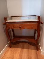 Antiek grenen wastafelkastje met marmeren blad, Huis en Inrichting, Tafels | Sidetables, 50 tot 100 cm, Ophalen of Verzenden, Zo goed als nieuw