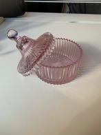Roze Glazen Bonbonnière met Deksel - Antiek Stijl Glaswerk, Antiek en Kunst, Antiek | Glas en Kristal, Ophalen of Verzenden