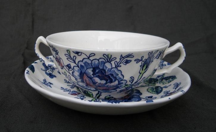 Johnson Brothers/Bros ROSE CHINTZ BLUE soepkop & schotel 3 x, Huis en Inrichting, Keuken | Servies, Zo goed als nieuw, Kom(men)