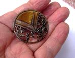 Bruin rond broche floral, Overige materialen, Gebruikt, Bruin, Verzenden