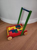 Blokkenkar, Kinderen en Baby's, Speelgoed | Houten speelgoed, Ophalen of Verzenden, Gebruikt, Duw- of Trekspeelgoed