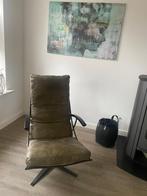 Fauteuil tiberius anker leer metaal groen olijf, Huis en Inrichting, Fauteuils, Ophalen, Modern,tijdloos,industrieel, 75 tot 100 cm