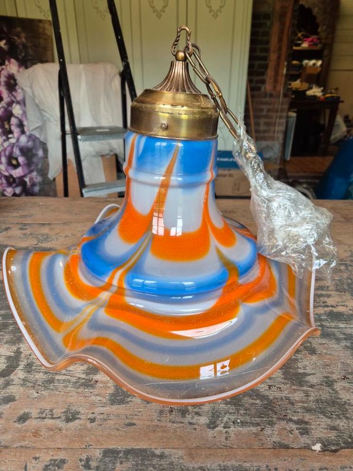 Murano glazen lamp, Huis en Inrichting, Lampen | Hanglampen, Gebruikt, Minder dan 50 cm, Glas, Metaal, Ophalen of Verzenden