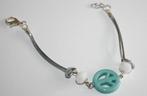 Waxkoord armband met een peace teken, Ophalen of Verzenden, Nieuw, Overige kleuren, Overige materialen