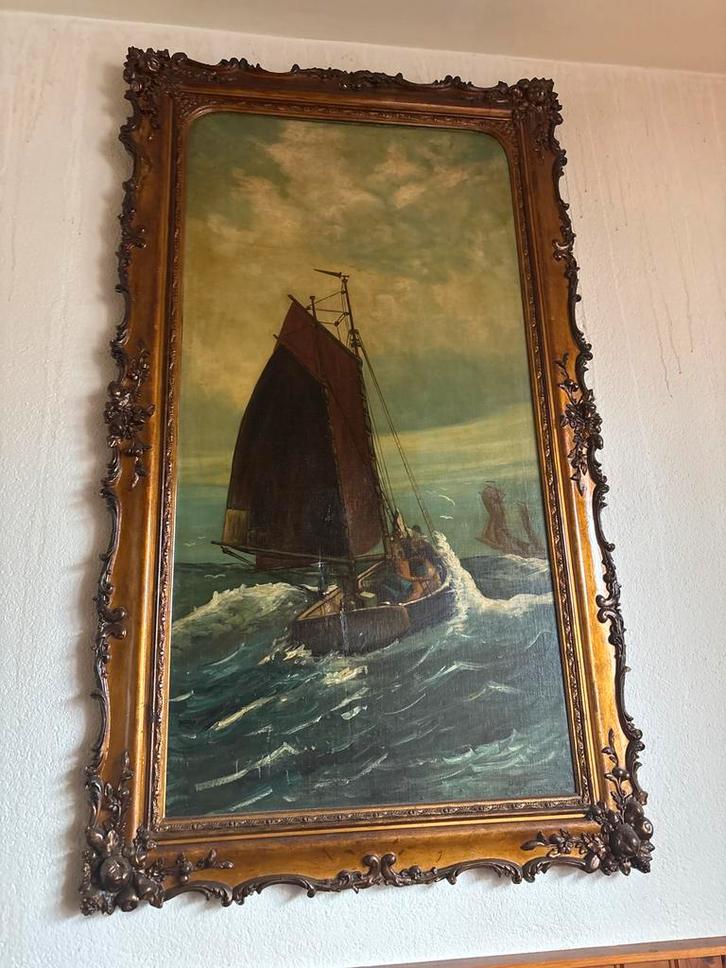 Groot maritiem schilderij – L. Heemkerk (140  80 cm), Antiek en Kunst, Kunst | Schilderijen | Klassiek, Ophalen