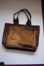 Unieke handgemaakte leren tas met kamelenhaar – uit Marokko, Ophalen of Verzenden, Zo goed als nieuw, Bruin, Shopper