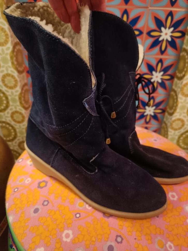 Vintage Suède Laarsjes '70s - Maat 41, Kleding | Dames, Schoenen, Zo goed als nieuw, Lage of Enkellaarzen, Blauw, Ophalen of Verzenden