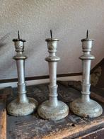Antieke Franse houten kandelaar in zilverkleur., Ophalen of Verzenden, Overige materialen