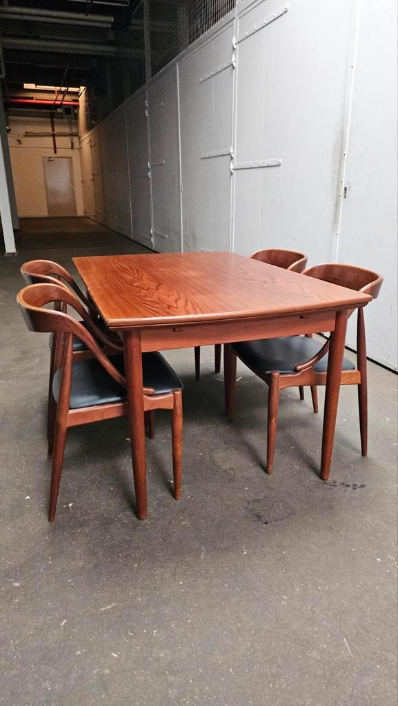 Deens Design Eethoek - Vintage Stoelen & Tafel 1960 's, Huis en Inrichting, Tafels | Eettafels, Gebruikt, 100 tot 150 cm, 100 tot 150 cm