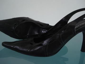 GRATIS VERZENDEN| Gianfranco Saia leren zwarte slingbacks 35 beschikbaar voor biedingen