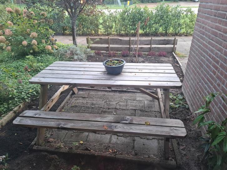 Grote Houten Picknicktafel, Tuin en Terras, Picknicktafels, Gebruikt, Rechthoekig, Hout, Ophalen