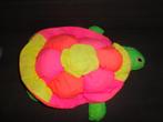 Vintage knuffel schildpad parachutestof in neonkleuren 45 cm, Ophalen of Verzenden, Zo goed als nieuw, Overige typen