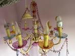 Kroonluchter met gekleurde details, Huis en Inrichting, Lampen | Kroonluchters, Ophalen, Gebruikt, Glas