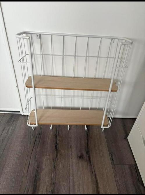 Stevig bakkers rekje / wandkastje | wit met houten plankjes, Huis en Inrichting, Woonaccessoires | Wandplanken en Boekenplanken