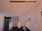Hanglamp met 4 kelken (transparant en melkglas, Huis en Inrichting, Lampen | Hanglampen, Ophalen, Zo goed als nieuw, Glas, 50 tot 75 cm