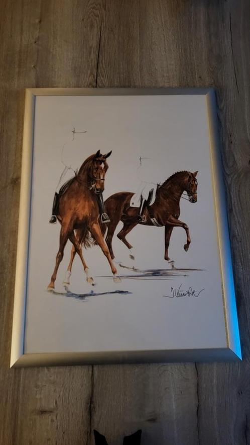 Prachtige dressuur paarden afbeelding Jan Künster. Ingelijst, Antiek en Kunst, Kunst | Tekeningen en Foto's, Ophalen