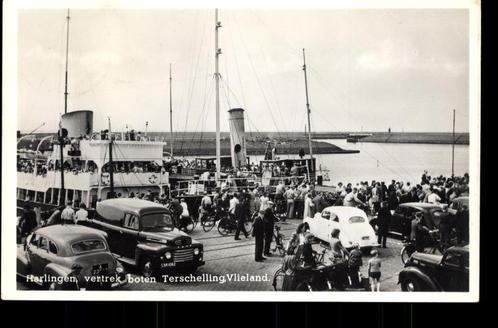 Harlingen (Fr.), Vertrek veerboten Vlieland en Terschelling, Verzamelen, Ansichtkaarten | Nederland, Gelopen, Friesland, 1940 tot 1960
