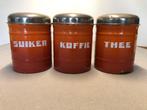 Koffie thee en suiker blikken emaille, Antiek en Kunst, Ophalen of Verzenden