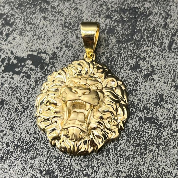 14 karaat gouden hanger leeuw kop hanger, Sieraden, Tassen en Uiterlijk, Kettinghangers, Ophalen of Verzenden