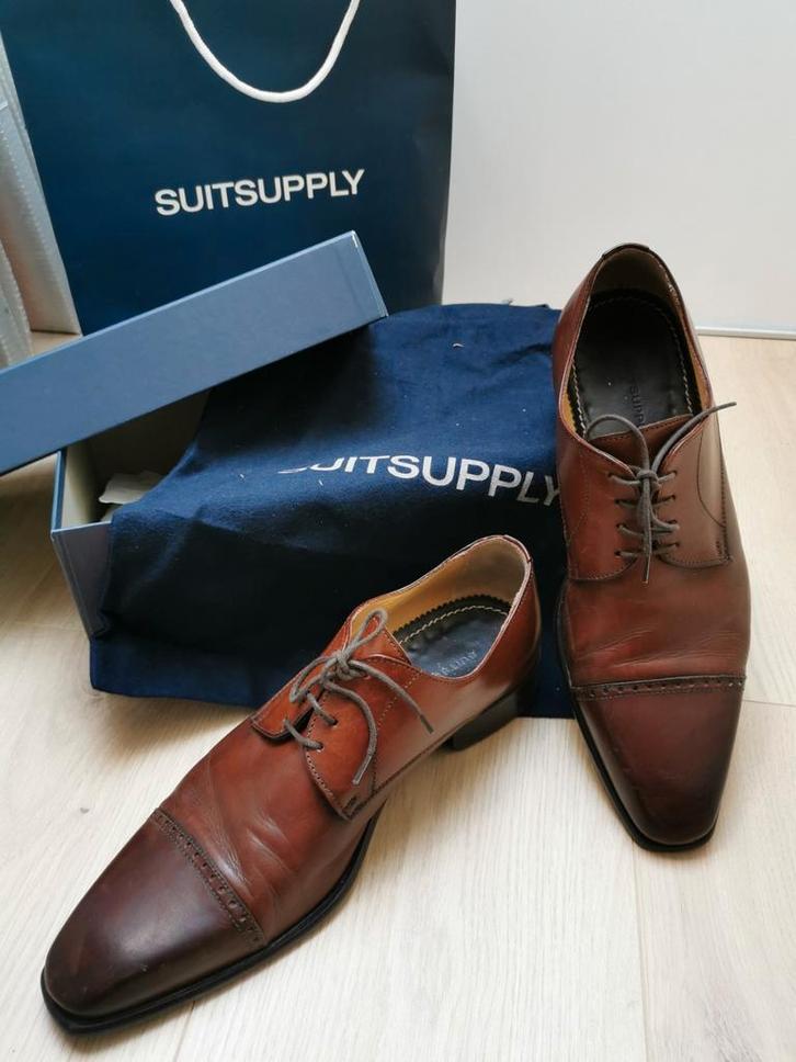 Suitsupply bruine leren schoenen maat 41 (valt als 43,44), Kleding | Heren, Schoenen, Zo goed als nieuw, Bruin, Ophalen of Verzenden
