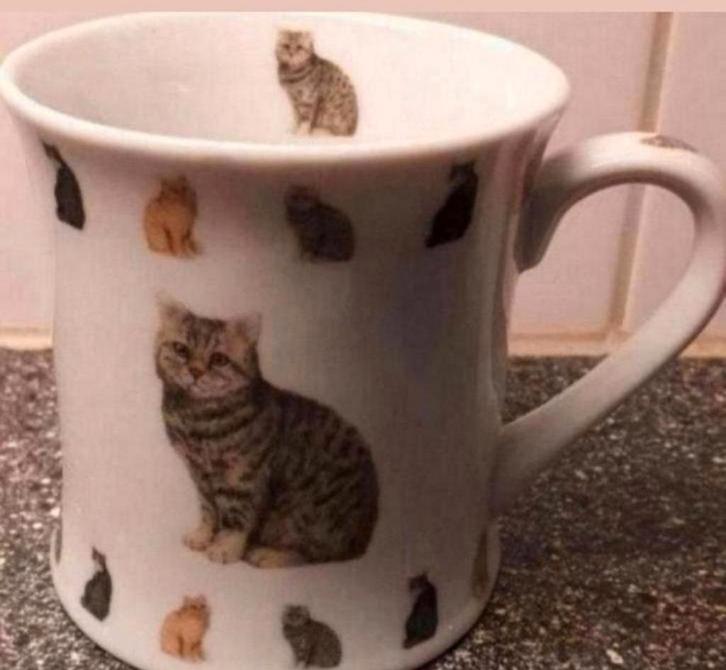 Beker met Katten opdrukken, Huis en Inrichting, Keuken | Servies, Zo goed als nieuw, Kop(pen) en/of Schotel(s), Overige stijlen