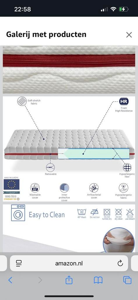 Foam mattress 90 x 140 Ares, height 18 cm, Montessori, ergonomic and breathable