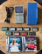 Nintendo Game Boy Advance SP en 9 Games, Spelcomputers en Games, Spelcomputers | Nintendo Game Boy, Ophalen of Verzenden, Gebruikt