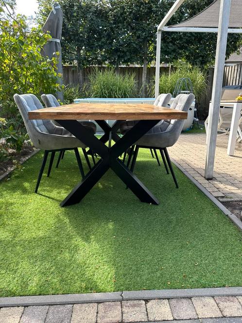 Eettafel + 4 stoelen als set te koop, Huis en Inrichting, Tafels | Eettafels, Gebruikt, 50 tot 100 cm, 200 cm of meer, Vier personen