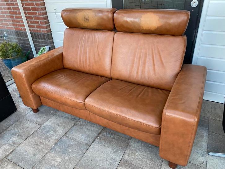 Stressless design bank, verstelbare leuning, moet weg !, Huis en Inrichting, Banken | Bankstellen, Gebruikt, Rechte bank, Tweepersoons