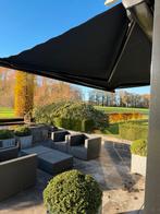 Elektrisch zonnescherm, zwart, 4m breed, 3m uitval, Ophalen, Elektrisch, Zo goed als nieuw, 250 cm tot 450 cm