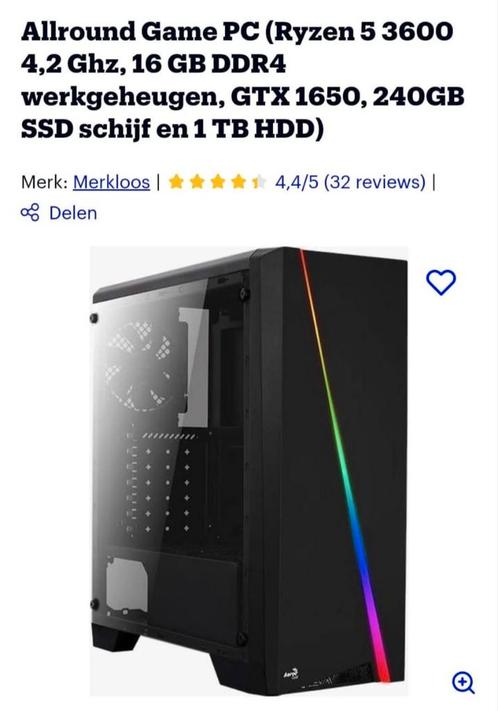 allround game pc Ryzen 5 3600, 4,2 ghz, 16GB, DDR4 wgeheugen, Computers en Software, Computerbehuizingen, Gebruikt, Ophalen of Verzenden