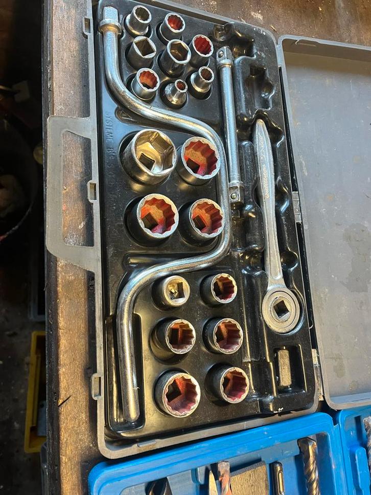 Doppenset met ratel en verlengstukken, Doe-het-zelf en Verbouw, Gereedschap | Handgereedschap, Gebruikt, Ophalen of Verzenden