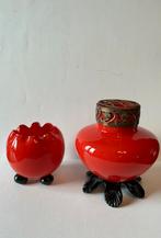 Oud Tango glas. Een bloemsteker/ rozensteker & potje + barst, Ophalen of Verzenden