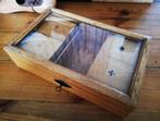 Kistje hout met glas voor speelkaarten met sleuteltje, Antiek en Kunst, Ophalen of Verzenden