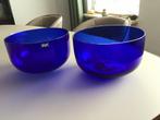 Blauwe glazen schalen, Huis en Inrichting, Woonaccessoires | Schalen en Manden, Ophalen, Zo goed als nieuw, Rond, Glas