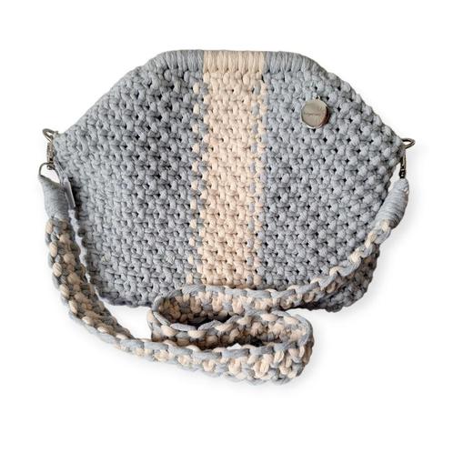 Macramé clutch handtas, nieuw, Sieraden, Tassen en Uiterlijk, Tassen | Damestassen, Nieuw, Handtas, Grijs, Ophalen of Verzenden