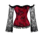 Rood zwart korset met mouwen gothic dames vrouwen steampunk, Verzenden, Body of Korset