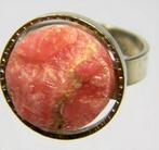 Artistieke ring ruwe rhodochrosiet 925 zilver. Maat variabel, Ophalen, Zo goed als nieuw, 17 tot 18, Dame